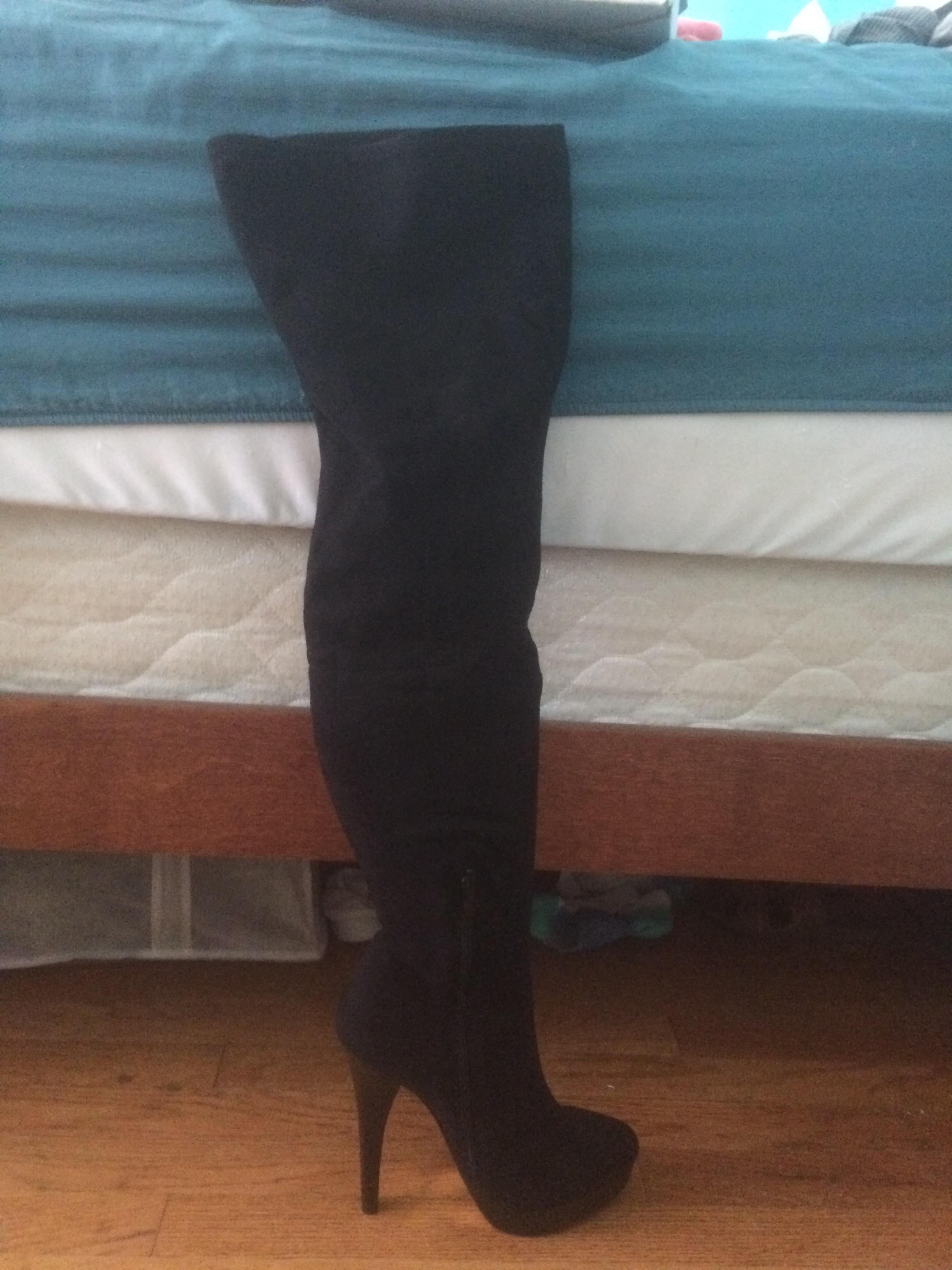 Bebe Black Suede Thigh Boots(US10) - Buy / Sell / Swap - High Heel Place