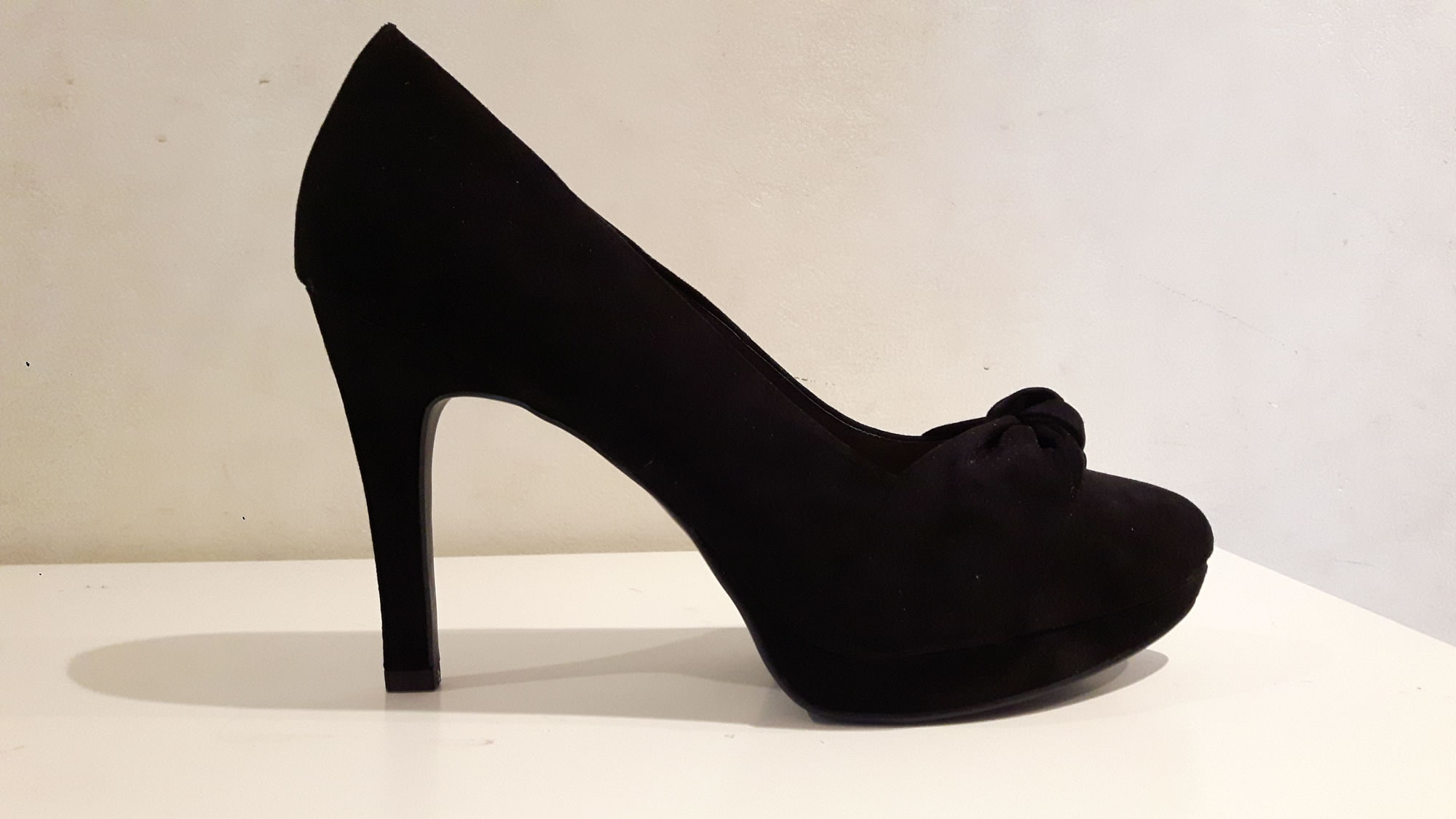 Wide Fit Black 'Comfort' Knotted Strap Platform Heels (Size 9 UK = 11 ...